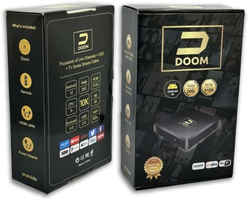 Doom Tv box Android - IP TV BOX 20GB RAM 512 ROM Support 10K UAE